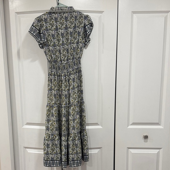 Max Studio Blue and White Patterned Midi Dress - Picture 4 of 4